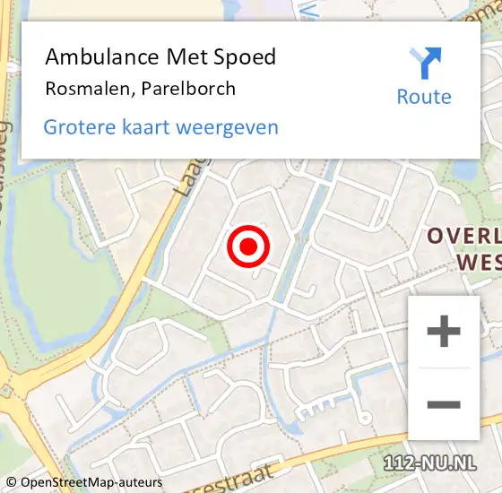 Locatie op kaart van de 112 melding: Ambulance Met Spoed Naar Rosmalen, Parelborch op 11 augustus 2018 16:31