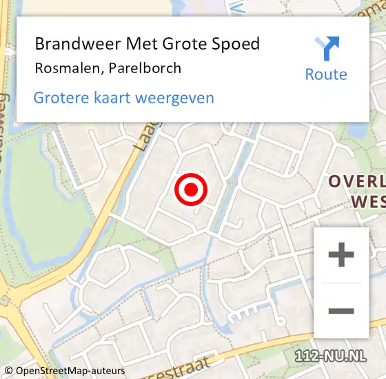 Locatie op kaart van de 112 melding: Brandweer Met Grote Spoed Naar Rosmalen, Parelborch op 11 augustus 2018 16:31