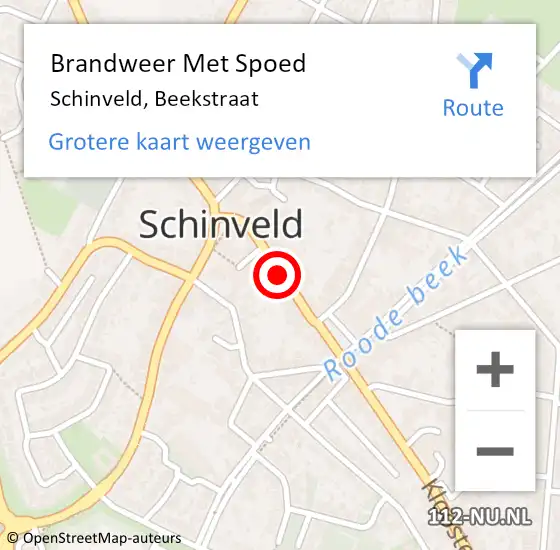 Locatie op kaart van de 112 melding: Brandweer Met Spoed Naar Schinveld, Beekstraat op 11 augustus 2018 17:22