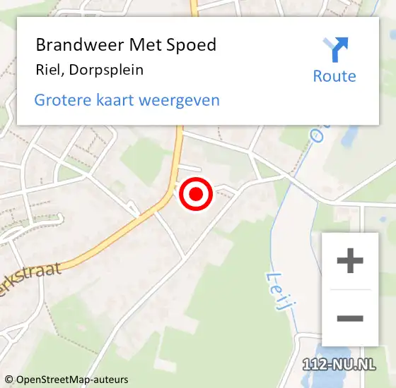 Locatie op kaart van de 112 melding: Brandweer Met Spoed Naar Riel, Dorpsplein op 11 augustus 2018 17:32