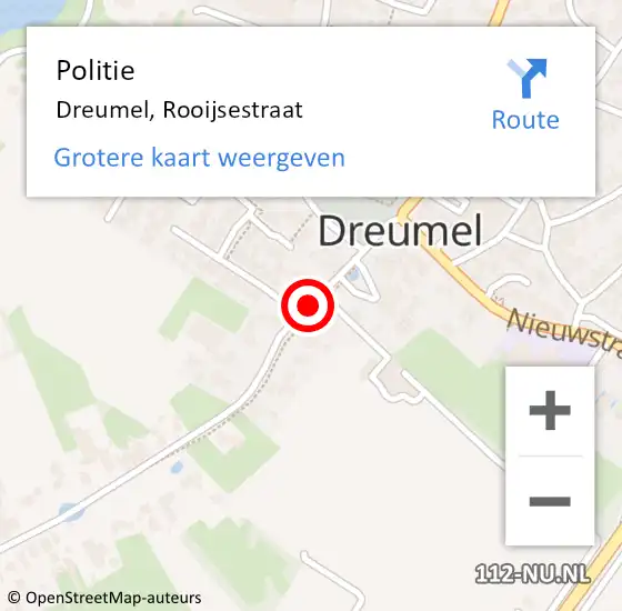 Locatie op kaart van de 112 melding: Politie Dreumel, Rooijsestraat op 11 augustus 2018 17:38