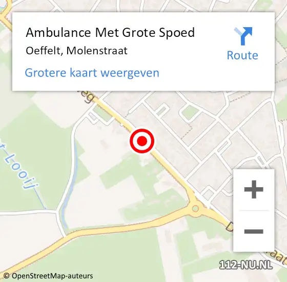 Locatie op kaart van de 112 melding: Ambulance Met Grote Spoed Naar Oeffelt, Molenstraat op 11 augustus 2018 18:50