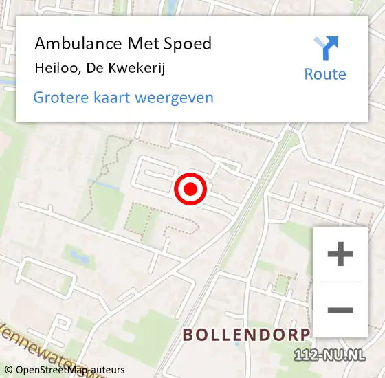 Locatie op kaart van de 112 melding: Ambulance Met Spoed Naar Heiloo, De Kwekerij op 11 augustus 2018 19:33