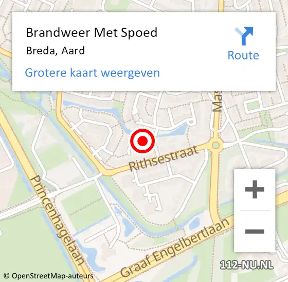 Locatie op kaart van de 112 melding: Brandweer Met Spoed Naar Breda, Aard op 11 augustus 2018 19:47