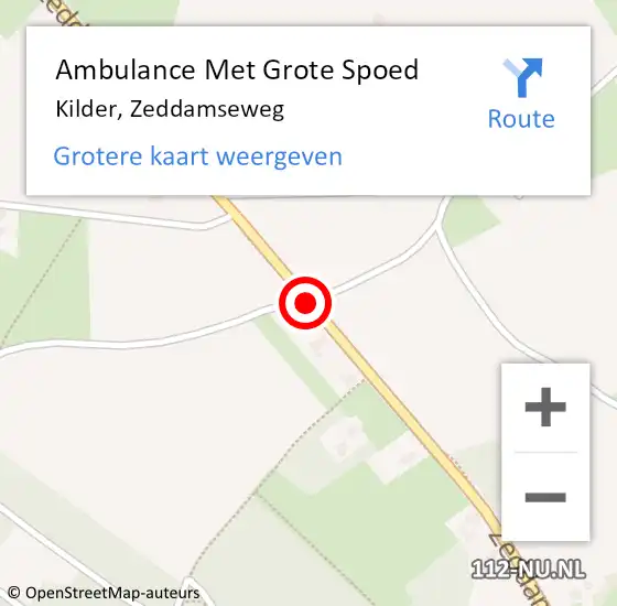 Locatie op kaart van de 112 melding: Ambulance Met Grote Spoed Naar Kilder, Zeddamseweg op 11 augustus 2018 19:59