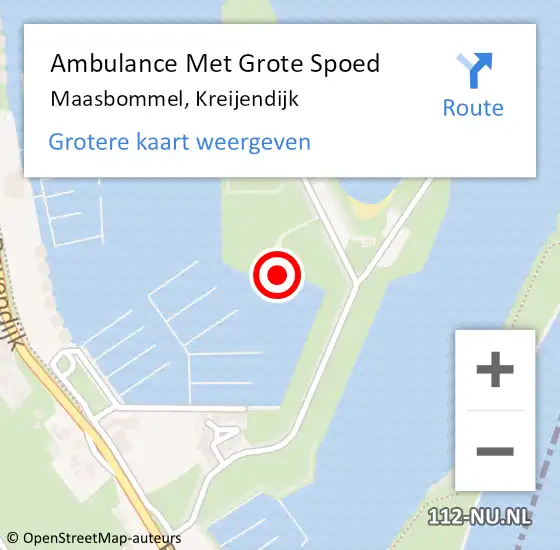 Locatie op kaart van de 112 melding: Ambulance Met Grote Spoed Naar Maasbommel, Kreijendijk op 11 augustus 2018 20:03