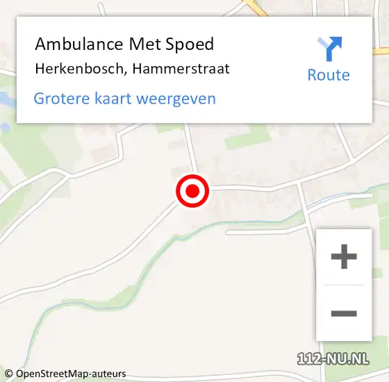 Locatie op kaart van de 112 melding: Ambulance Met Spoed Naar Herkenbosch, Hammerstraat op 11 augustus 2018 20:12