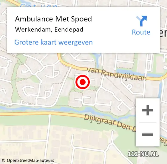 Locatie op kaart van de 112 melding: Ambulance Met Spoed Naar Werkendam, Eendepad op 11 augustus 2018 20:15