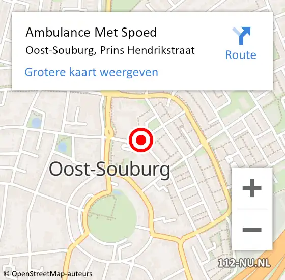 Locatie op kaart van de 112 melding: Ambulance Met Spoed Naar Oost-Souburg, Prins Hendrikstraat op 11 augustus 2018 20:22
