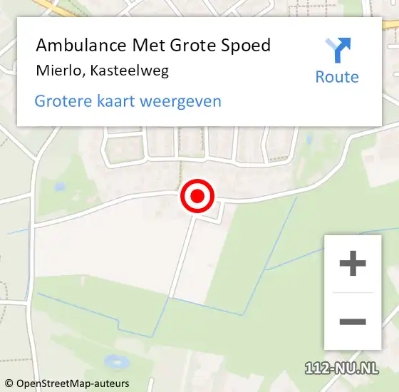 Locatie op kaart van de 112 melding: Ambulance Met Grote Spoed Naar Mierlo, Kasteelweg op 11 augustus 2018 20:42
