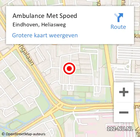 Locatie op kaart van de 112 melding: Ambulance Met Spoed Naar Eindhoven, Heliasweg op 11 augustus 2018 20:50