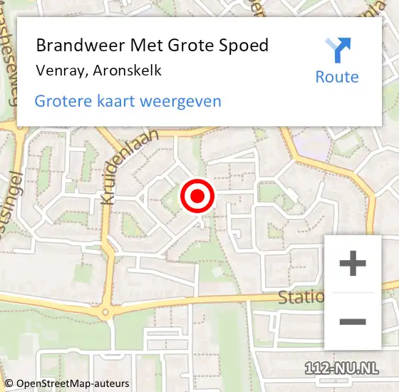 Locatie op kaart van de 112 melding: Brandweer Met Grote Spoed Naar Venray, Aronskelk op 11 augustus 2018 21:15