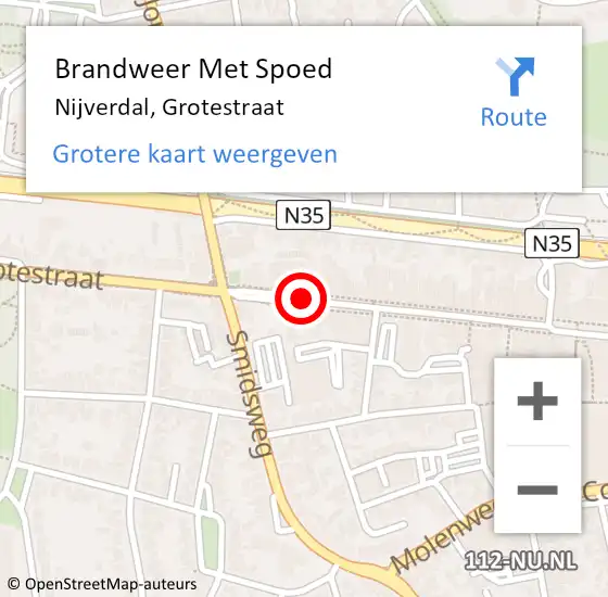 Locatie op kaart van de 112 melding: Brandweer Met Spoed Naar Nijverdal, Grotestraat op 11 augustus 2018 21:32