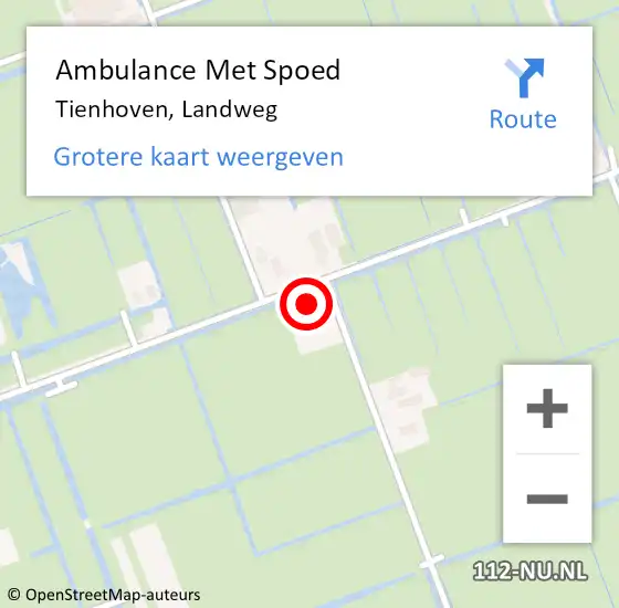 Locatie op kaart van de 112 melding: Ambulance Met Spoed Naar Tienhoven, Landweg op 11 augustus 2018 21:46