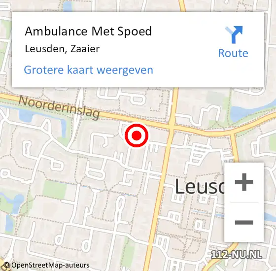 Locatie op kaart van de 112 melding: Ambulance Met Spoed Naar Leusden, Zaaier op 11 augustus 2018 22:55