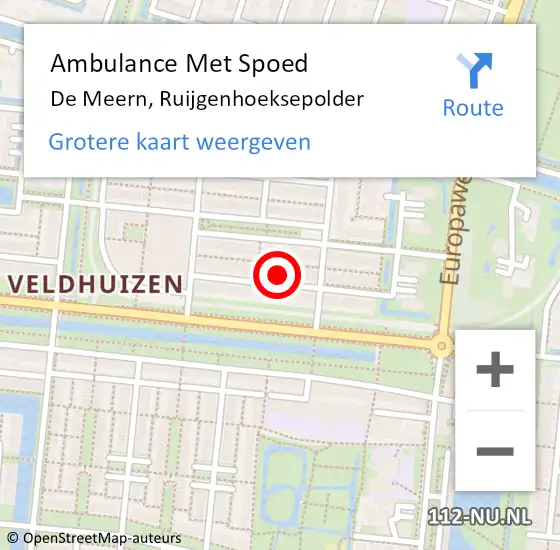 Locatie op kaart van de 112 melding: Ambulance Met Spoed Naar De Meern, Ruijgenhoeksepolder op 12 augustus 2018 00:51