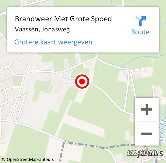 Locatie op kaart van de 112 melding: Brandweer Met Grote Spoed Naar Vaassen, Jonasweg op 12 augustus 2018 01:26