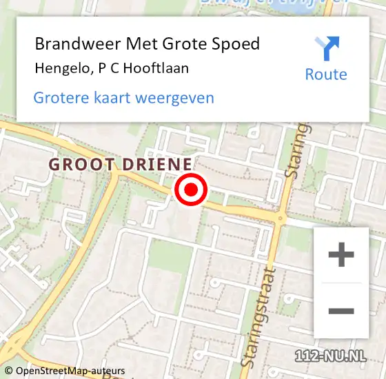 Locatie op kaart van de 112 melding: Brandweer Met Grote Spoed Naar Hengelo, P C Hooftlaan op 12 augustus 2018 01:29