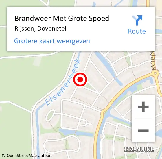 Locatie op kaart van de 112 melding: Brandweer Met Grote Spoed Naar Rijssen, Dovenetel op 12 augustus 2018 01:58