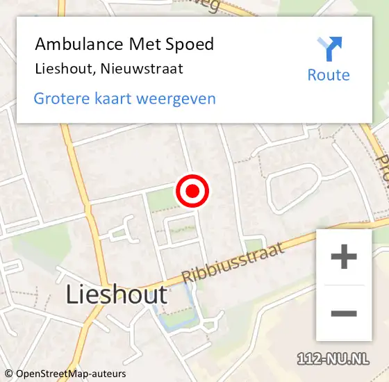 Locatie op kaart van de 112 melding: Ambulance Met Spoed Naar Lieshout, Nieuwstraat op 12 augustus 2018 01:59