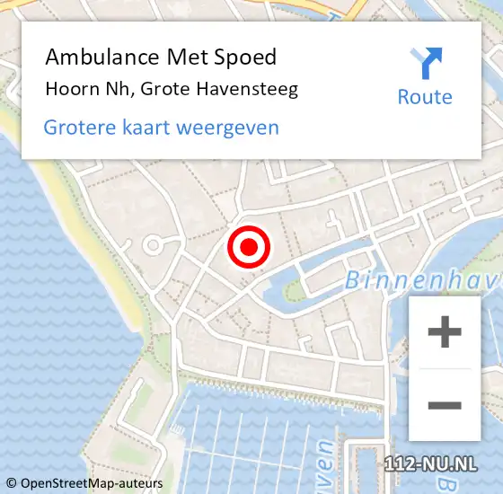 Locatie op kaart van de 112 melding: Ambulance Met Spoed Naar Hoorn Nh, Grote Havensteeg op 12 augustus 2018 02:08