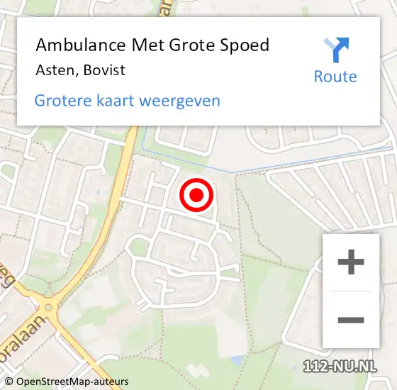 Locatie op kaart van de 112 melding: Ambulance Met Grote Spoed Naar Asten, Bovist op 12 augustus 2018 02:48