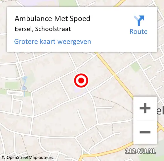 Locatie op kaart van de 112 melding: Ambulance Met Spoed Naar Eersel, Schoolstraat op 12 augustus 2018 04:18