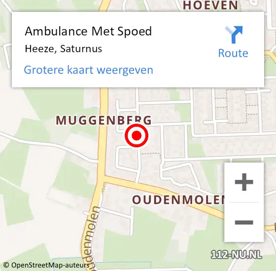 Locatie op kaart van de 112 melding: Ambulance Met Spoed Naar Heeze, Saturnus op 12 augustus 2018 04:30