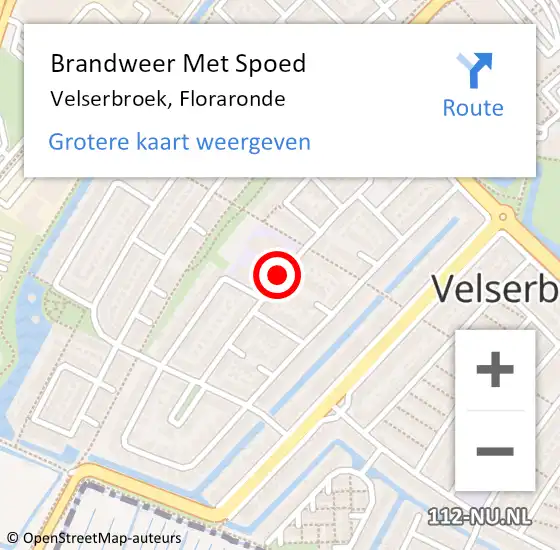 Locatie op kaart van de 112 melding: Brandweer Met Spoed Naar Velserbroek, Floraronde op 12 augustus 2018 05:46