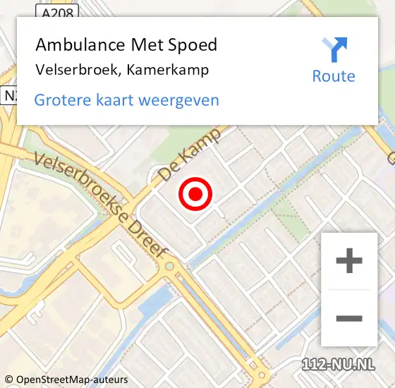 Locatie op kaart van de 112 melding: Ambulance Met Spoed Naar Velserbroek, Kamerkamp op 12 augustus 2018 08:11