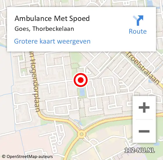 Locatie op kaart van de 112 melding: Ambulance Met Spoed Naar Goes, Thorbeckelaan op 12 augustus 2018 08:50