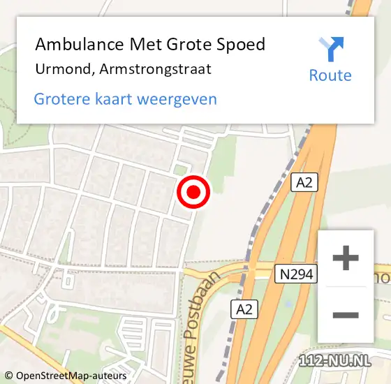 Locatie op kaart van de 112 melding: Ambulance Met Grote Spoed Naar Urmond, Armstrongstraat op 5 maart 2014 19:24