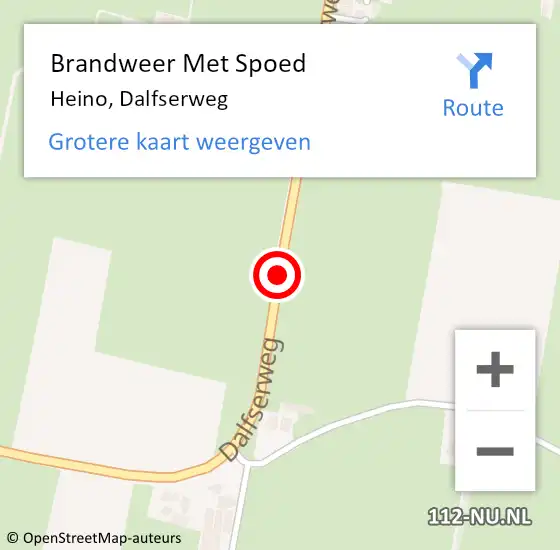 Locatie op kaart van de 112 melding: Brandweer Met Spoed Naar Heino, Dalfserweg op 12 augustus 2018 10:23