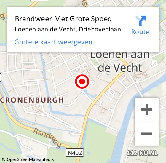 Locatie op kaart van de 112 melding: Brandweer Met Grote Spoed Naar Loenen aan de Vecht, Driehovenlaan op 12 augustus 2018 10:39