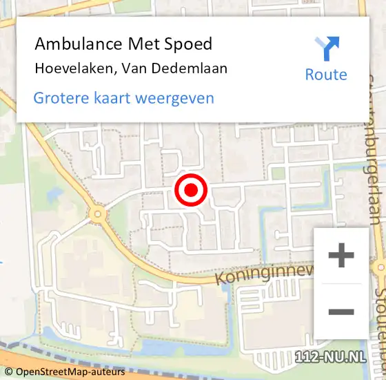 Locatie op kaart van de 112 melding: Ambulance Met Spoed Naar Hoevelaken, Van Dedemlaan op 12 augustus 2018 10:52