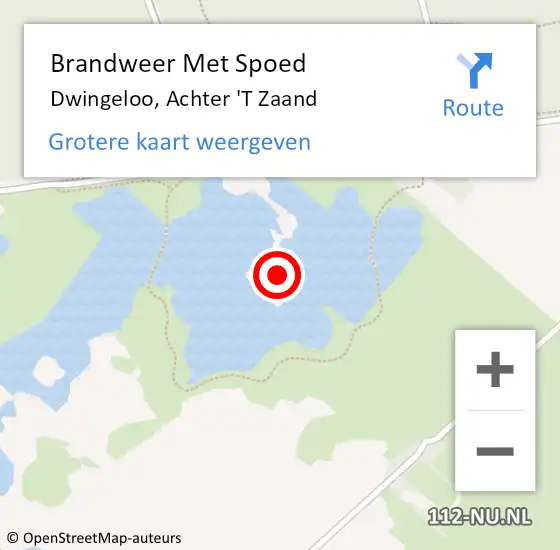 Locatie op kaart van de 112 melding: Brandweer Met Spoed Naar Dwingeloo, Achter 'T Zaand op 12 augustus 2018 10:55