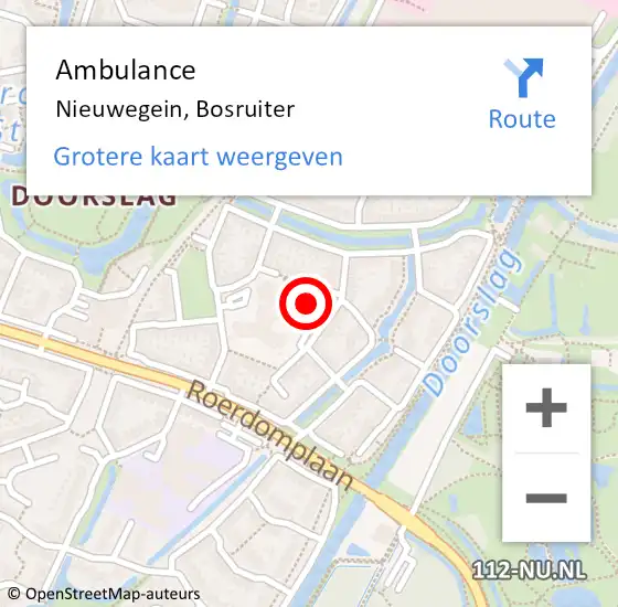 Locatie op kaart van de 112 melding: Ambulance Nieuwegein, Bosruiter op 12 augustus 2018 11:26