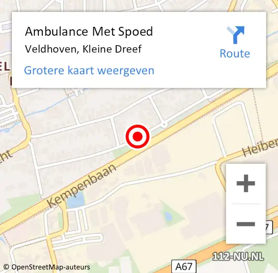 Locatie op kaart van de 112 melding: Ambulance Met Spoed Naar Veldhoven, Kleine Dreef op 12 augustus 2018 11:35