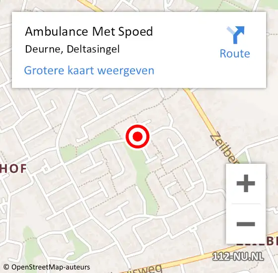 Locatie op kaart van de 112 melding: Ambulance Met Spoed Naar Deurne, Deltasingel op 12 augustus 2018 11:40