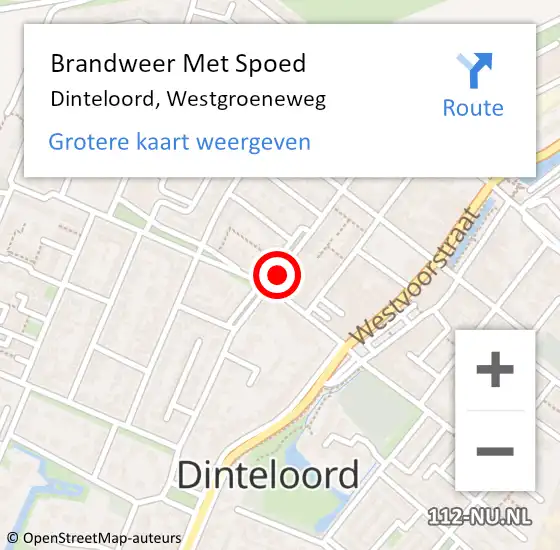 Locatie op kaart van de 112 melding: Brandweer Met Spoed Naar Dinteloord, Westgroeneweg op 12 augustus 2018 11:50