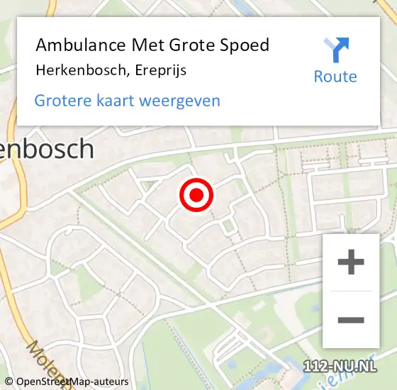 Locatie op kaart van de 112 melding: Ambulance Met Grote Spoed Naar Herkenbosch, Ereprijs op 12 augustus 2018 12:34