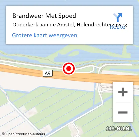 Locatie op kaart van de 112 melding: Brandweer Met Spoed Naar Ouderkerk aan de Amstel, Holendrechterzijweg op 12 augustus 2018 13:46