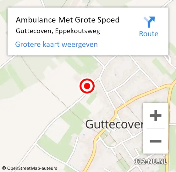 Locatie op kaart van de 112 melding: Ambulance Met Grote Spoed Naar Guttecoven, Eppekoutsweg op 5 maart 2014 19:46