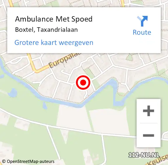 Locatie op kaart van de 112 melding: Ambulance Met Spoed Naar Boxtel, Taxandrialaan op 12 augustus 2018 13:49