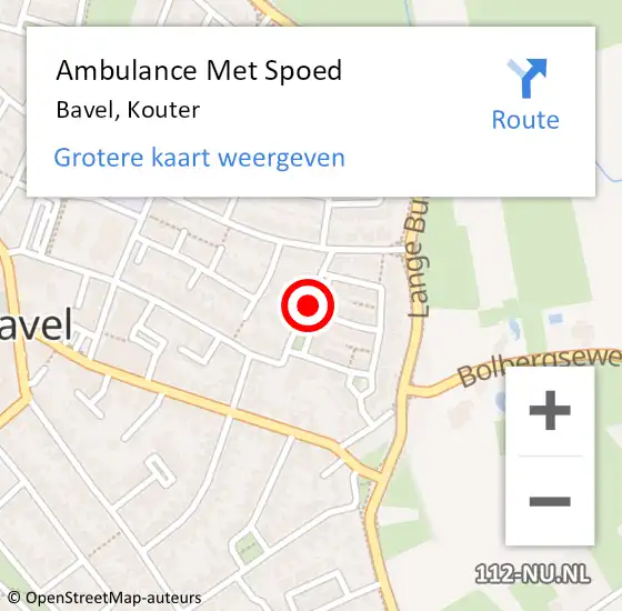 Locatie op kaart van de 112 melding: Ambulance Met Spoed Naar Bavel, Kouter op 12 augustus 2018 13:52