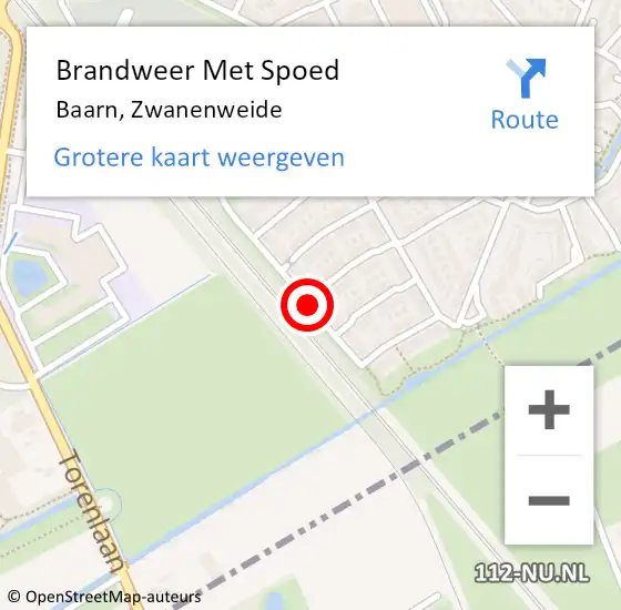 Locatie op kaart van de 112 melding: Brandweer Met Spoed Naar Baarn, Zwanenweide op 12 augustus 2018 14:01