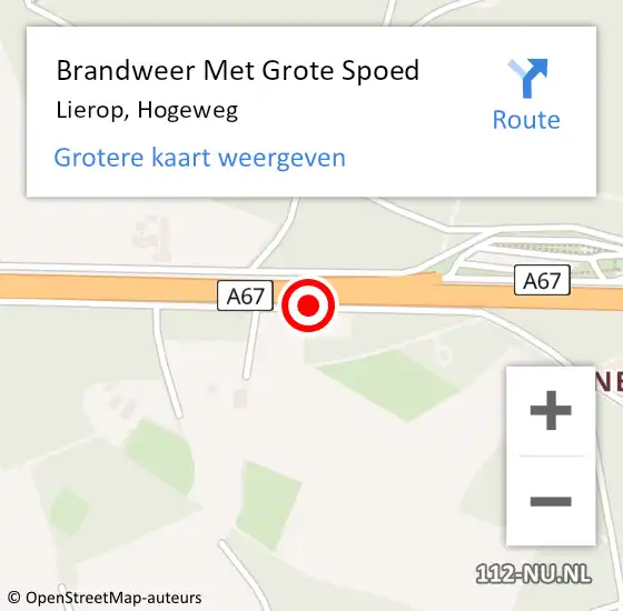 Locatie op kaart van de 112 melding: Brandweer Met Grote Spoed Naar Lierop, Hogeweg op 12 augustus 2018 14:15