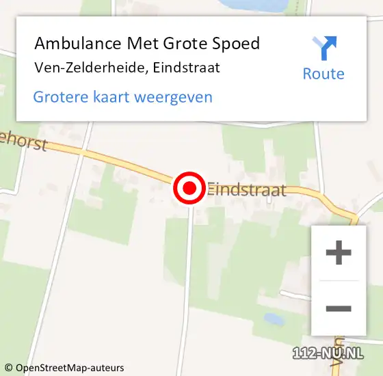 Locatie op kaart van de 112 melding: Ambulance Met Grote Spoed Naar Ven-Zelderheide, Eindstraat op 12 augustus 2018 14:18