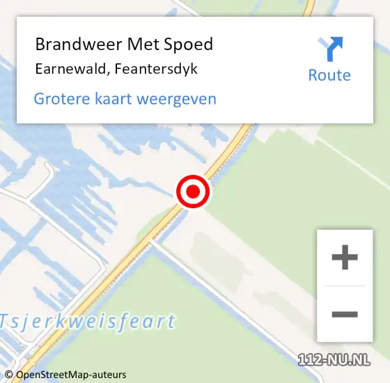 Locatie op kaart van de 112 melding: Brandweer Met Spoed Naar Earnewâld, Feantersdyk op 12 augustus 2018 14:47