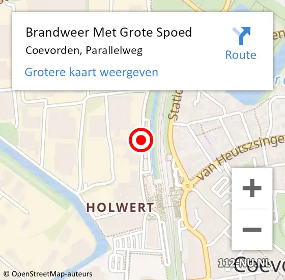 Locatie op kaart van de 112 melding: Brandweer Met Grote Spoed Naar Coevorden, Parallelweg op 12 augustus 2018 14:49